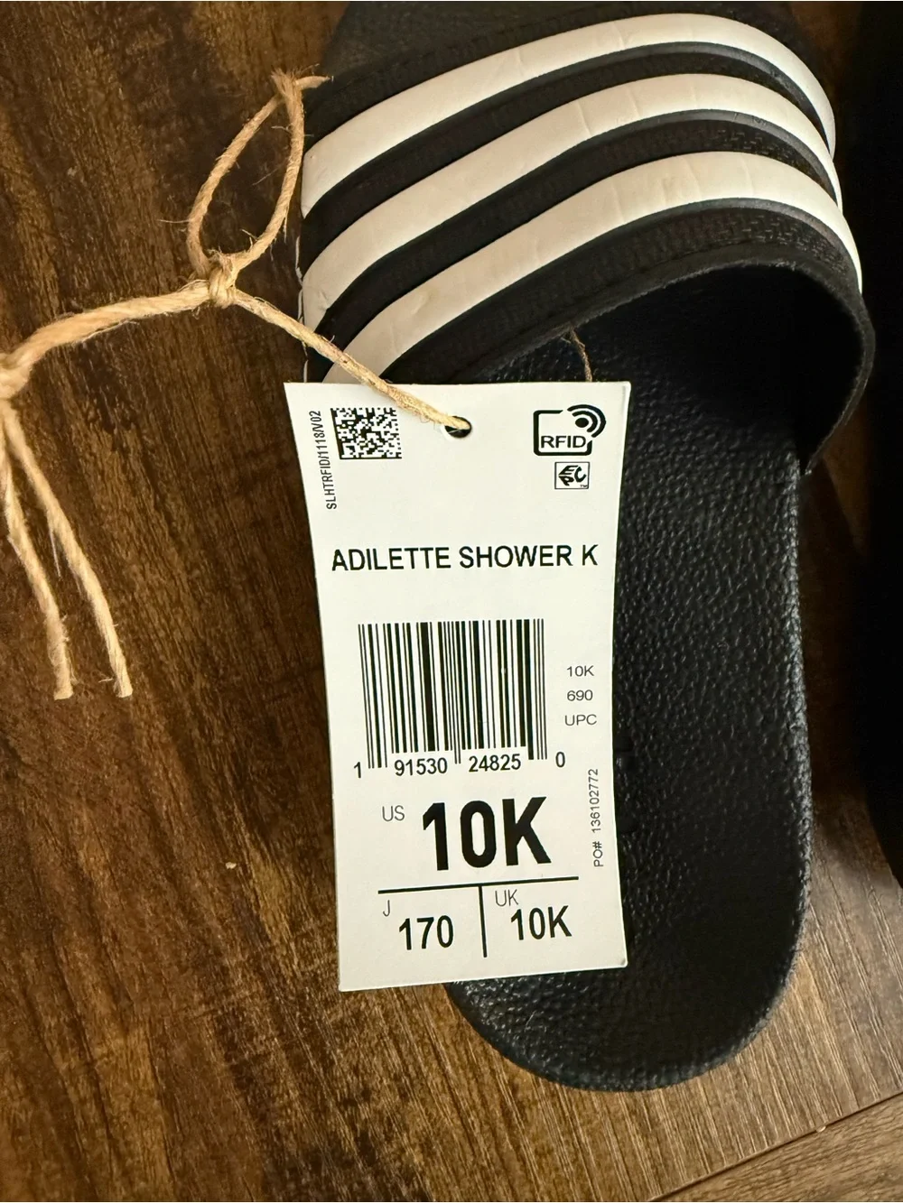 adidas Black and White Kids Slide Sandals